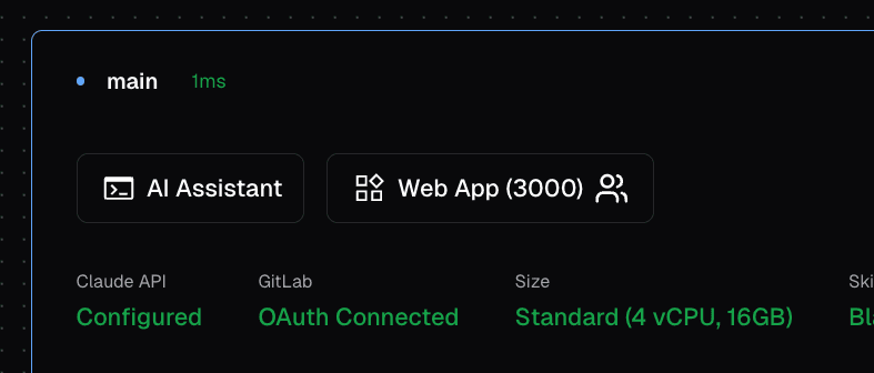 Your two buttons: AI Assistant and Web App
